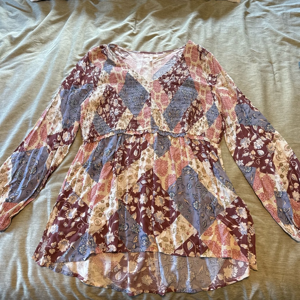 Maurices Multicolor Patchwork Blouse